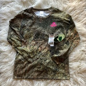 NWT Women’s Mossy Oak Brush Long-Sleeve Hunting Camouflage T-Shirt Size Large